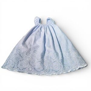 Tahari Baby Blue Eyelet Dress 3–6M Seersucker Embroidered